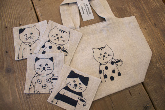 菅原しおん リネンの刺繍お弁当バッグ&コースター