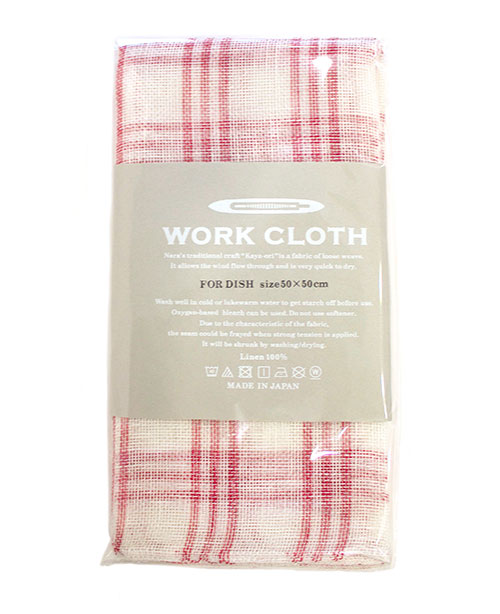 中川政七商店 麻ふきん ワーククロス(WORKCLOTRH) FOR DISH チェック/赤