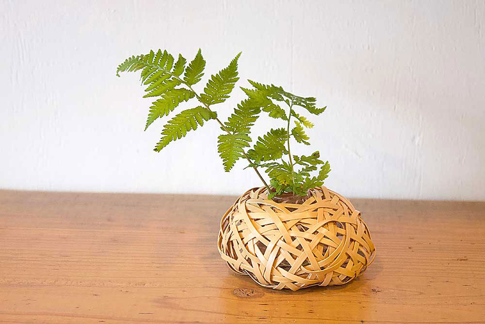 やまざきようこ(のんき屋) 花器 やたら編み(ガラス器付)